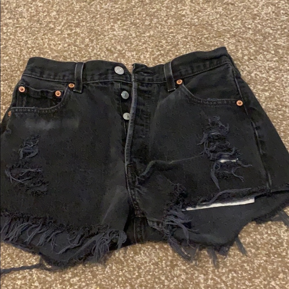 Black Levi’s Distressed Shorts